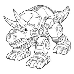 Раскраска Робот динозавр Трицератопс
