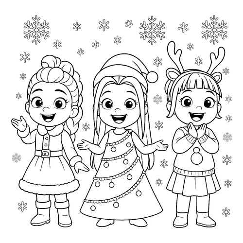 Раскраска Малышки Хантрикс на Новый год