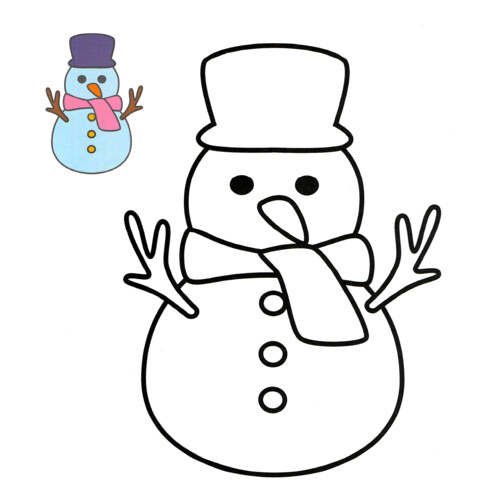 Снеговик с шарфом с цветным образцом