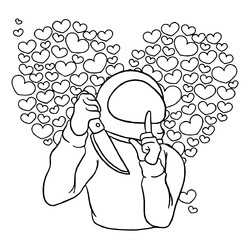 Раскраска Амонг Ас космонавт на День святого Валентина