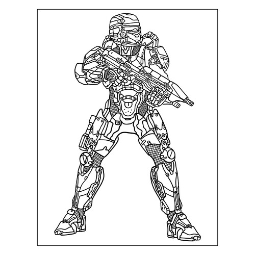 Раскраска Солдат спартанец из игры Halo