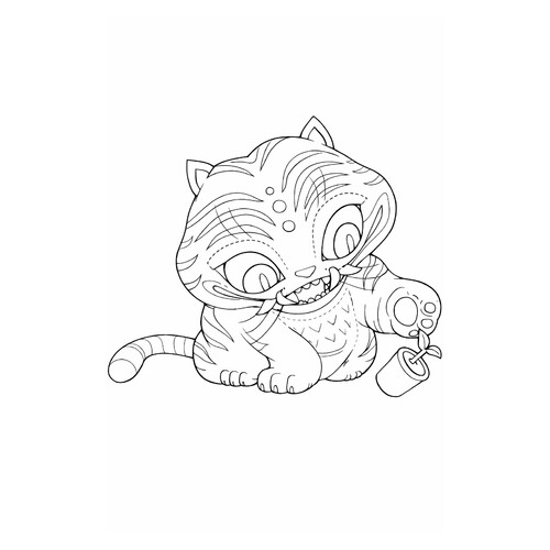 Раскраска Тигр Дерпи поправляет цветок