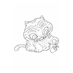 Раскраска Тигр Дерпи поправляет цветок