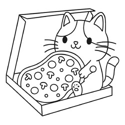 Котик ест пиццу