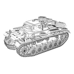 Раскраска 3d моедль средний танк Т-3 (Германия)