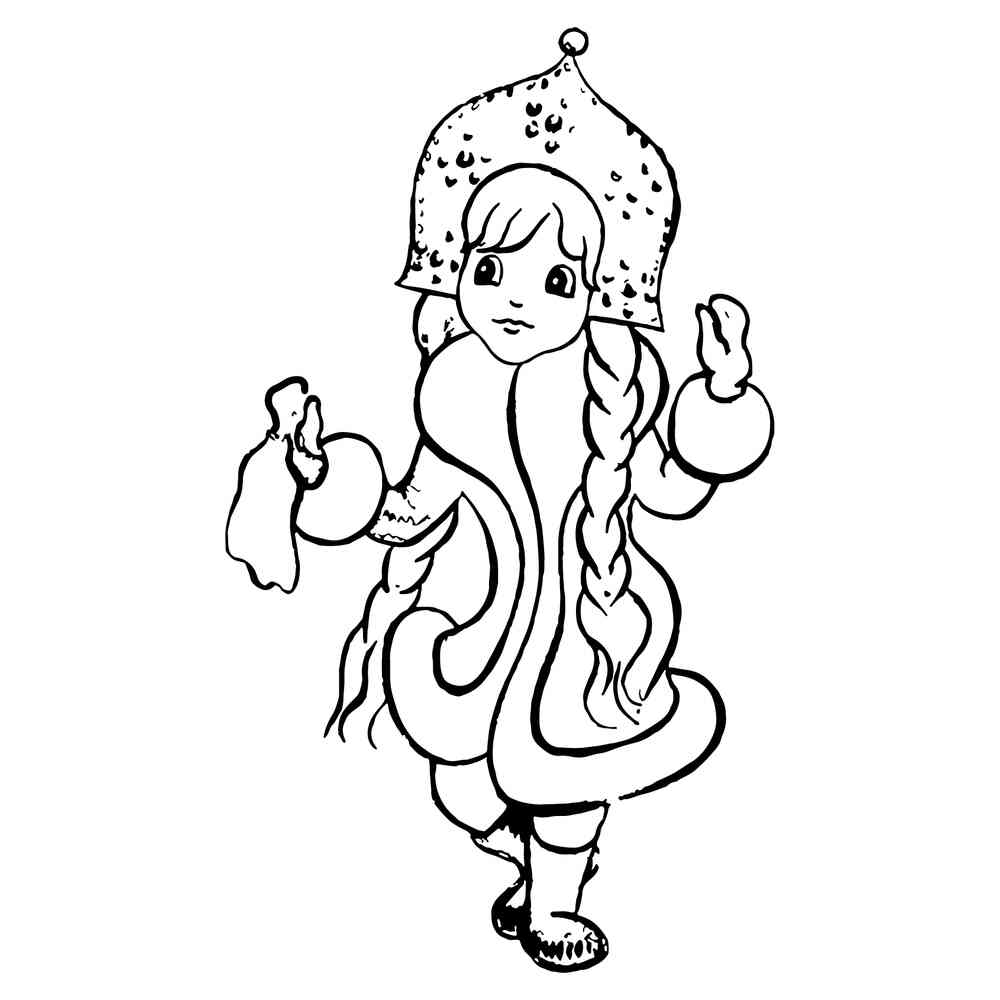 Раскраска Снегурочка танцует новогодний танец распечатать или скачать