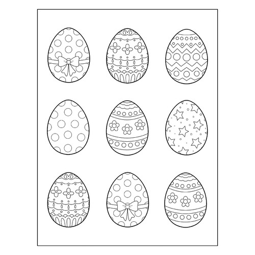 Раскраска Шаблон пасхальных яичек
