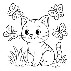 Котенок и бабочки