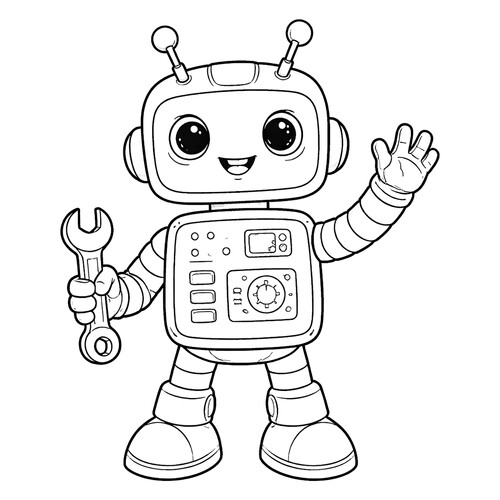 Раскраска Робот с ключом