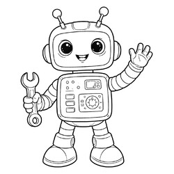 Раскраска Робот с ключом