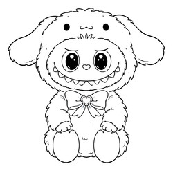 Раскраска Лабубу в костюме Синнаморолл