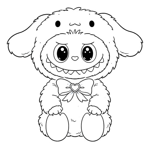 Раскраска Лабубу в костюме Синнаморолл