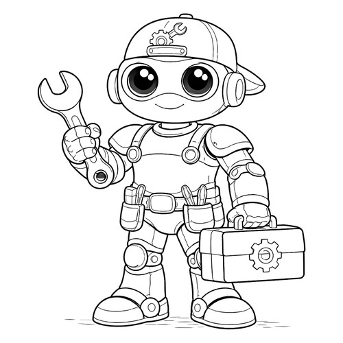 Раскраска Робот-механик