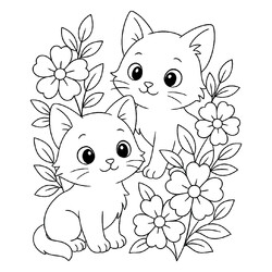 Котята и цветы