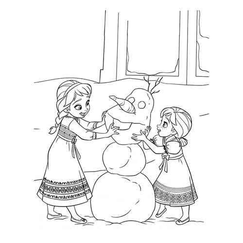 Анна и Эльза лепят снеговика