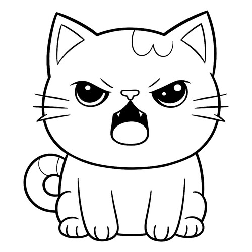 Раскраска Сердитый котик