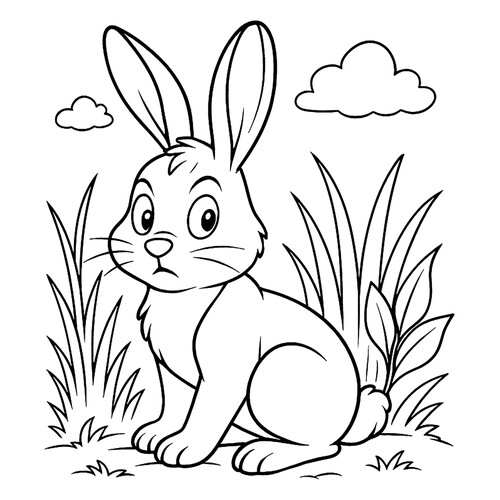 Раскраска Зайка насторожился