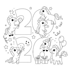 Раскраска 2026 и лошадки