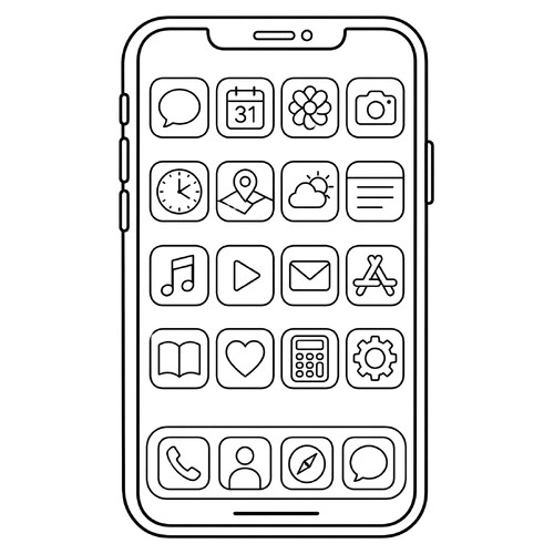 Раскраска Смартфон с приложениями