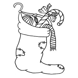 Раскраска Рождественский носок с конфетами