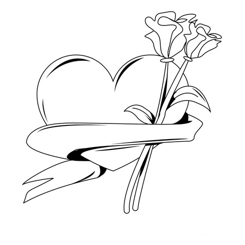 Раскраска Сердечко с цветами