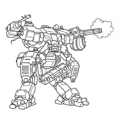Раскраска Боевой робот мех