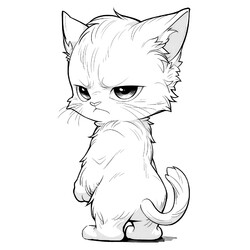 Раскраска Хмурый аниме котёнок