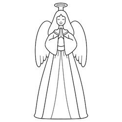 Раскраска Шаблон молящегося ангела