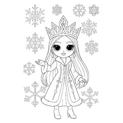 Раскраска ЛОЛ ОМГ Снежная королева и снежинки