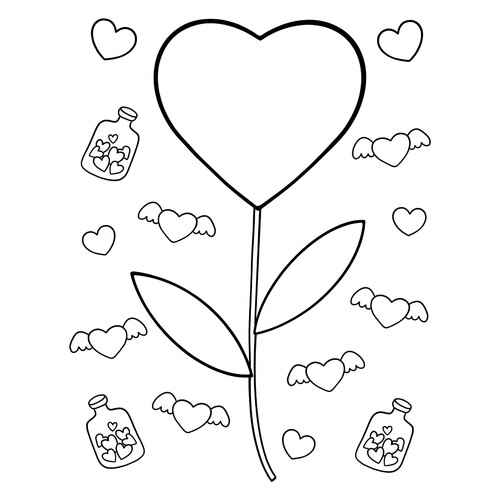 Раскраска Сердечко цветочек