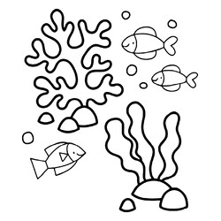 Рыбки плавают среди водорослей