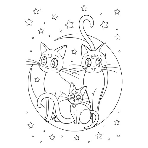 Раскраска Коты из Сейлор Мун