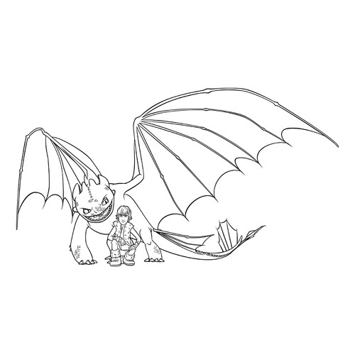 Раскраска Беззубик и сидящий Иккинг