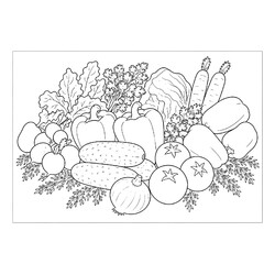 Раскраска Много овощей