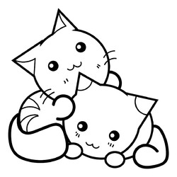 Раскраска Милые аниме котята