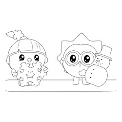 Раскраска Нюша и Ёжик на Новый год