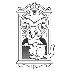 Кот забрался в старинные часы