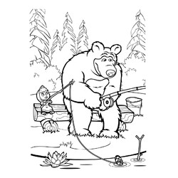 Раскраски Маша и Медведь распечатать на А4