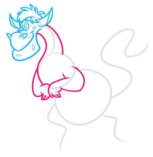 Как нарисовать дракона Эллиота из «Пит и его дракон» 4