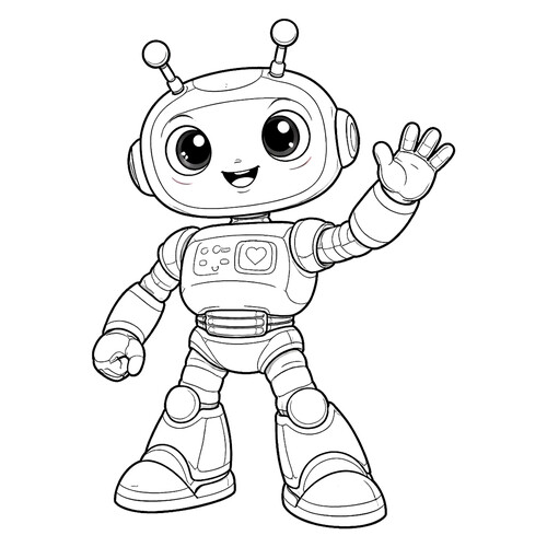 Раскраска Робот машет рукой