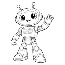 Раскраска Робот машет рукой