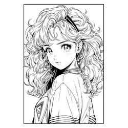 Раскраска Аниме девушка с роскошными волосами