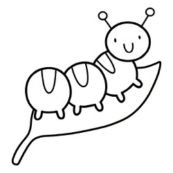 Раскраска Гусеница ест свежий листик