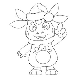 Раскраска Лунтик в новогоднем колпаке