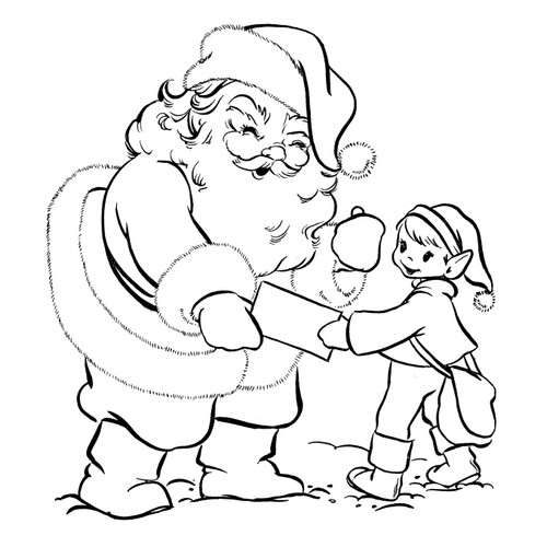 Эльф вручает Деду Морозу письмо