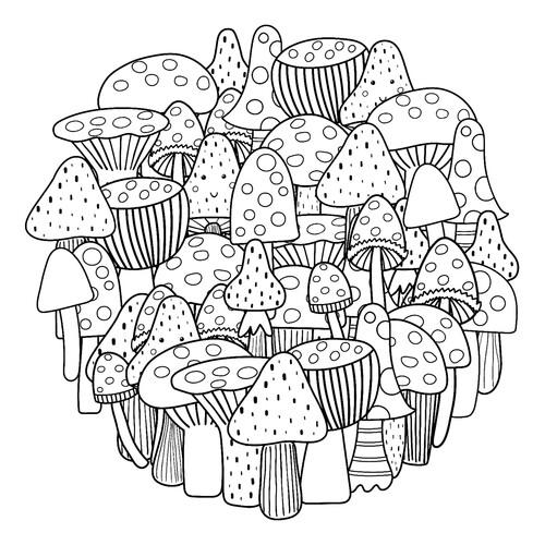 Раскраска Грибной круг