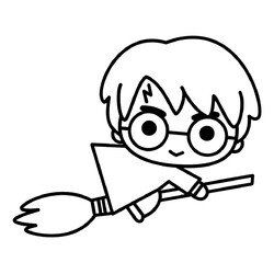 Раскраска Гарри Поттер для малышей на метле
