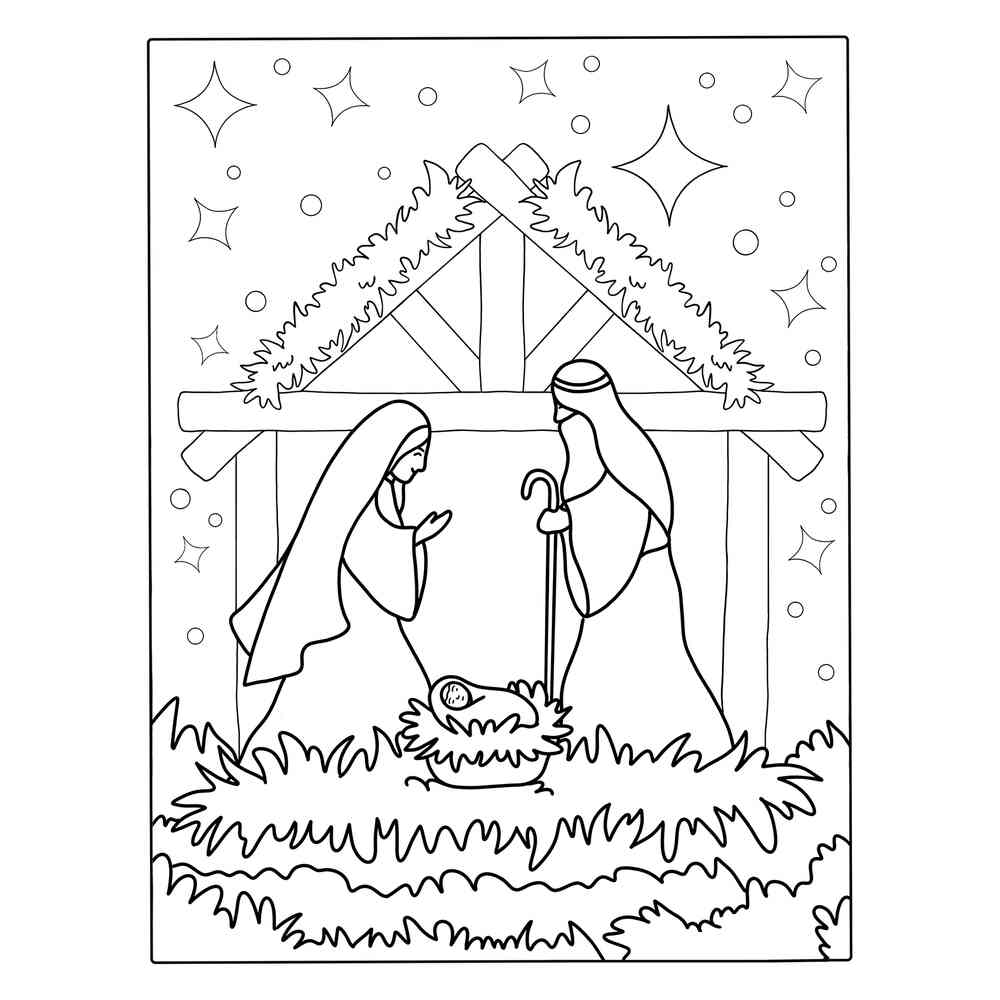 Раскраски Рождественский вертеп — Распечатать бесплатно