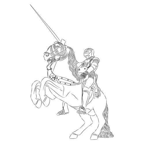 Раскраска Рыцарь на лошади