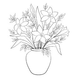 Раскраска Красивая ваза с цветами